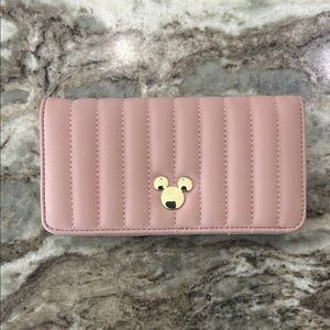 Disney Pink Clutch with Gold Mickey Emblem